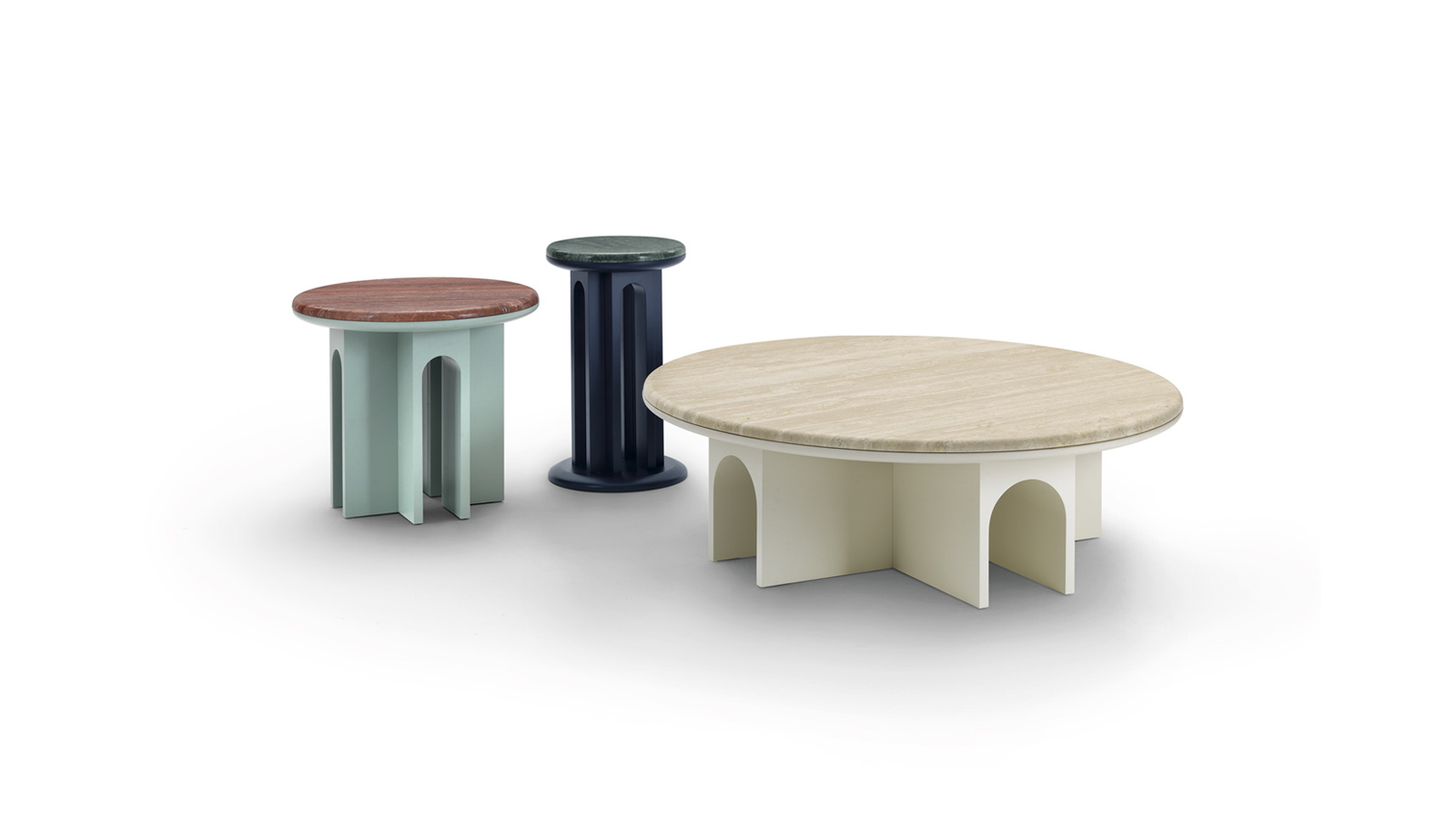 arflex-Arcolor-tavolino-service-rotondo-design-Jaime-Hayon-marmo-Carrara-Marquinia-Quarzite-silver-Travertino-living-office-hospitality-progetto-lusso-madeinitaly-moderno-contemporaneo