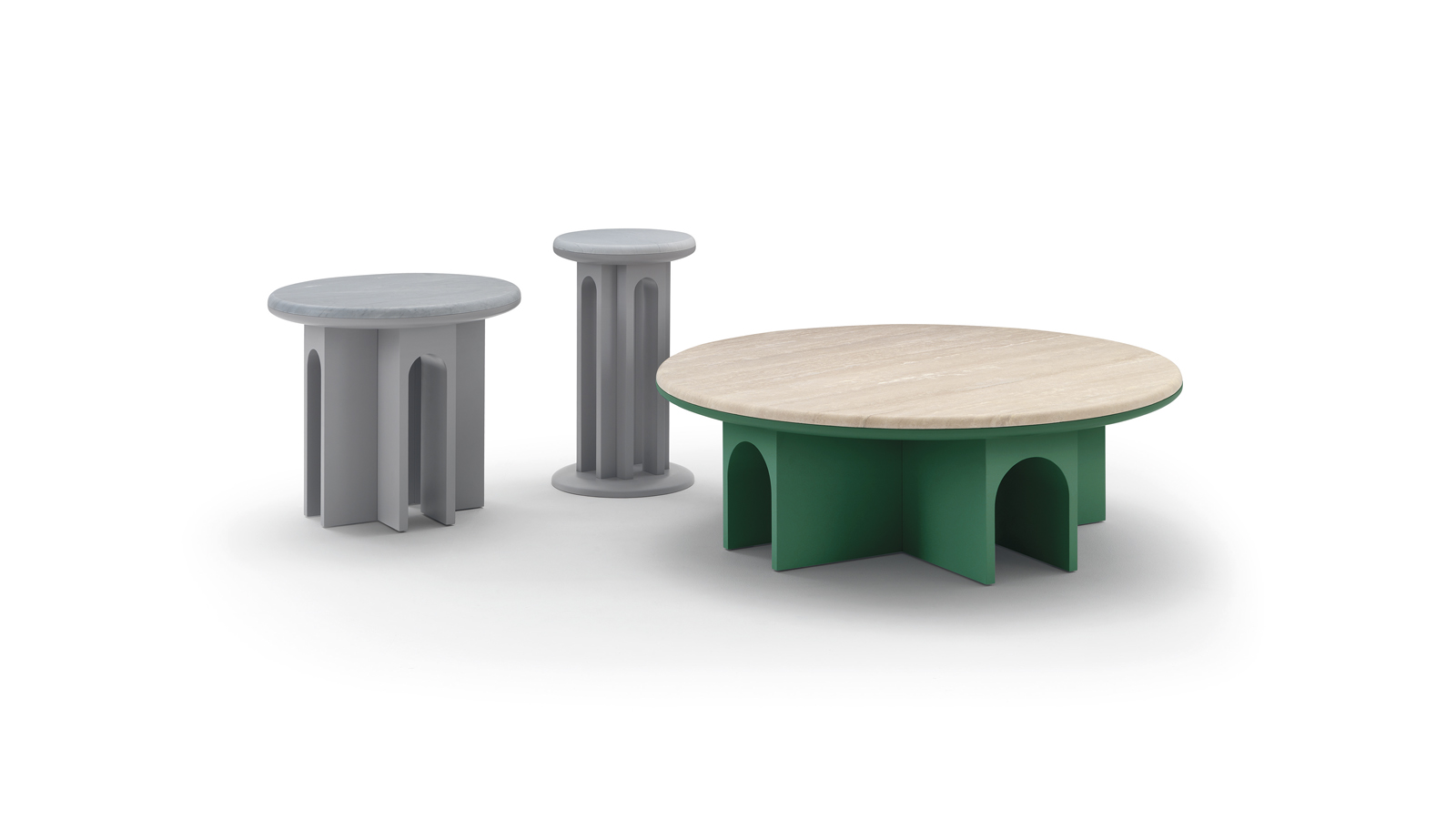 arflex-Arcolor-tavolino-service-rotondo-design-Jaime-Hayon-marmo-Carrara-Marquinia-Quarzite-silver-Travertino-living-office-hospitality-progetto-lusso-madeinitaly-moderno-contemporaneo
